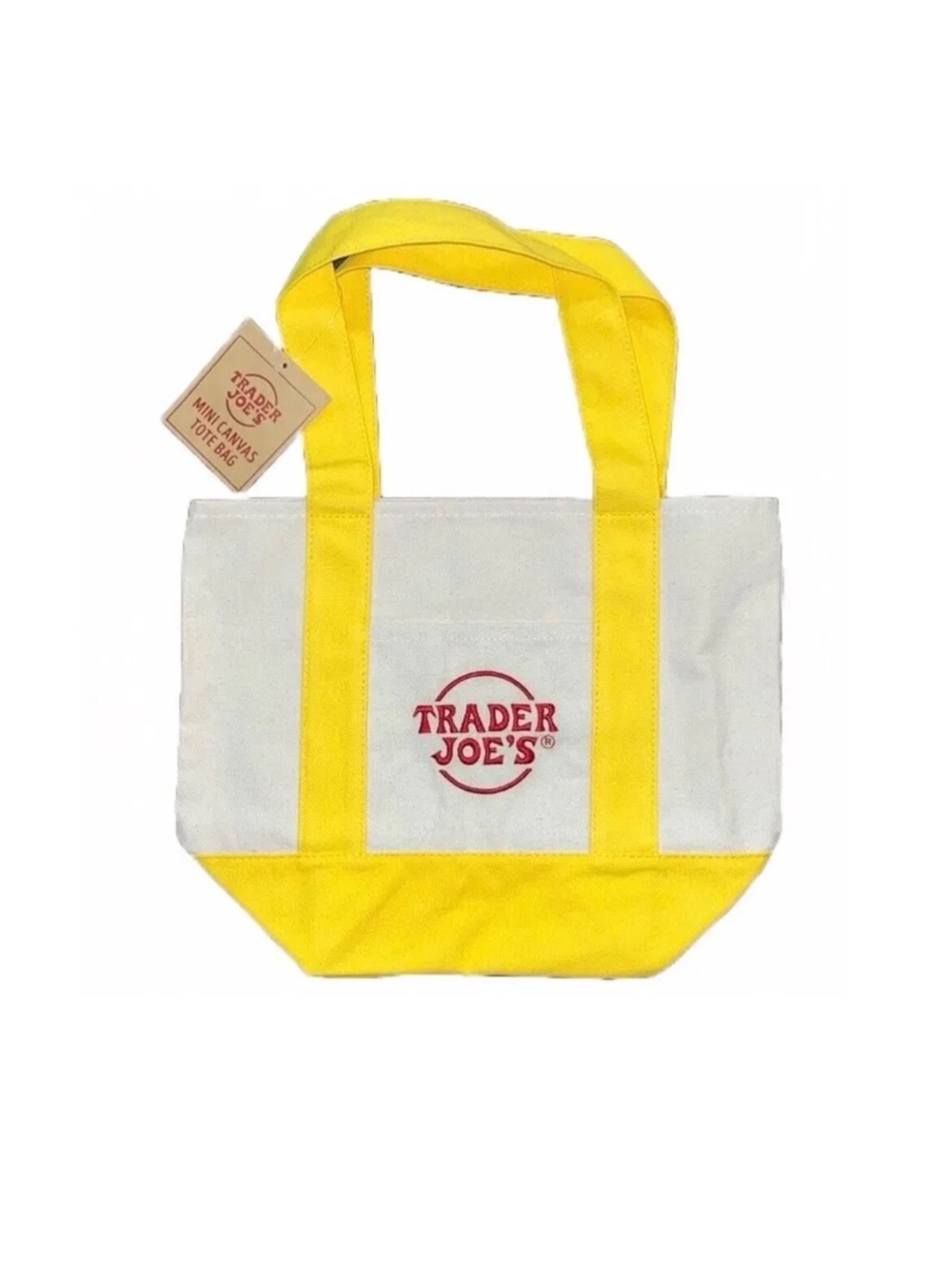 Trader Joe's mini Yellow & White Canvas Tote